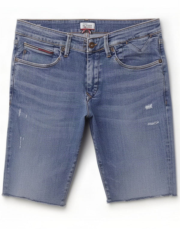 Tommy Hilfiger Uomo Pantaloncini di jeans invecchiati Scanton medi W33 Blu