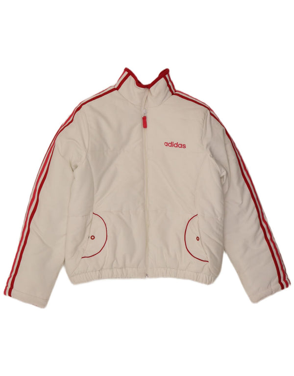 Giacca imbottita grafica da donna Adidas UK 16 grande poliestere bianco