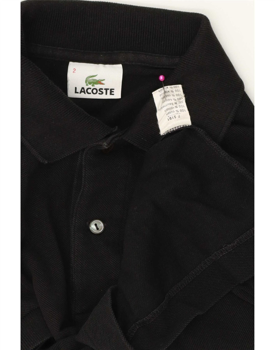 Polo da uomo Lacoste taglia 2 XS in cotone nero
