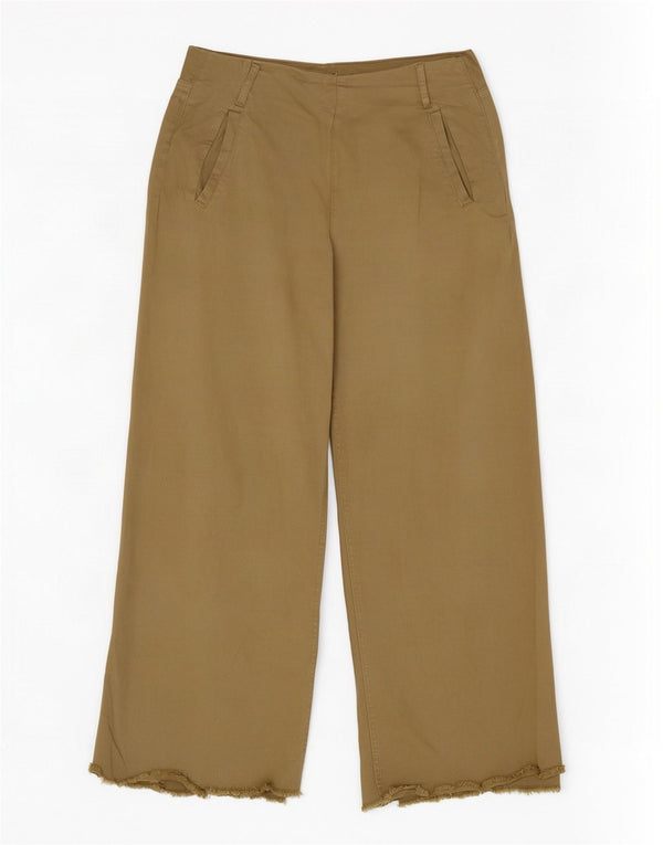 Pantaloni a gamba larga a vita alta da donna Zara EU 38 Small W28 L26 Khaki