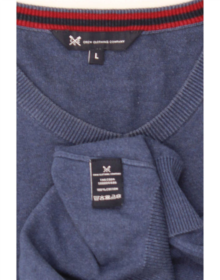 Crew Clothing Maglione da uomo con scollo a V grande cotone blu