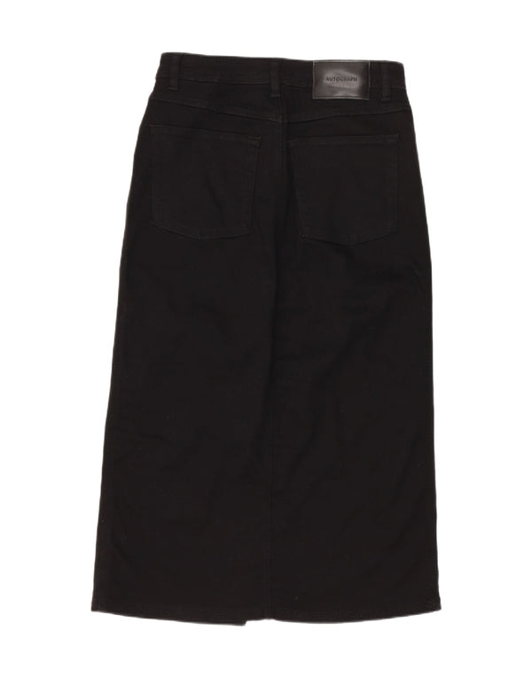 Marks & Spencer Womens Autograph Denim Skirt UK 10 Small W28 Black Cotton