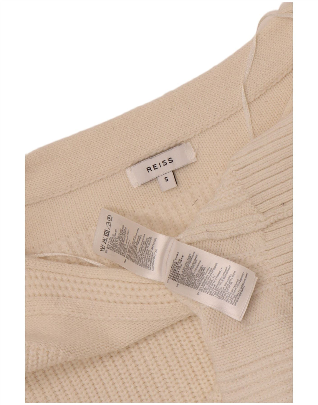 Maglione maglione oversize da donna con scollo a barca Reiss UK 10 piccolo in lana bianca
