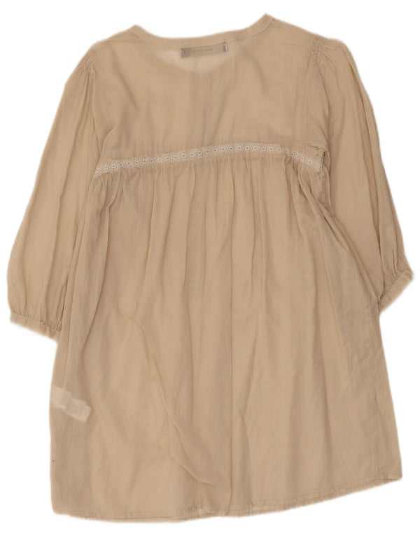 Abito a tunica trasparente con maniche a 3/4 da donna Zara UK 10 piccolo in cotone beige