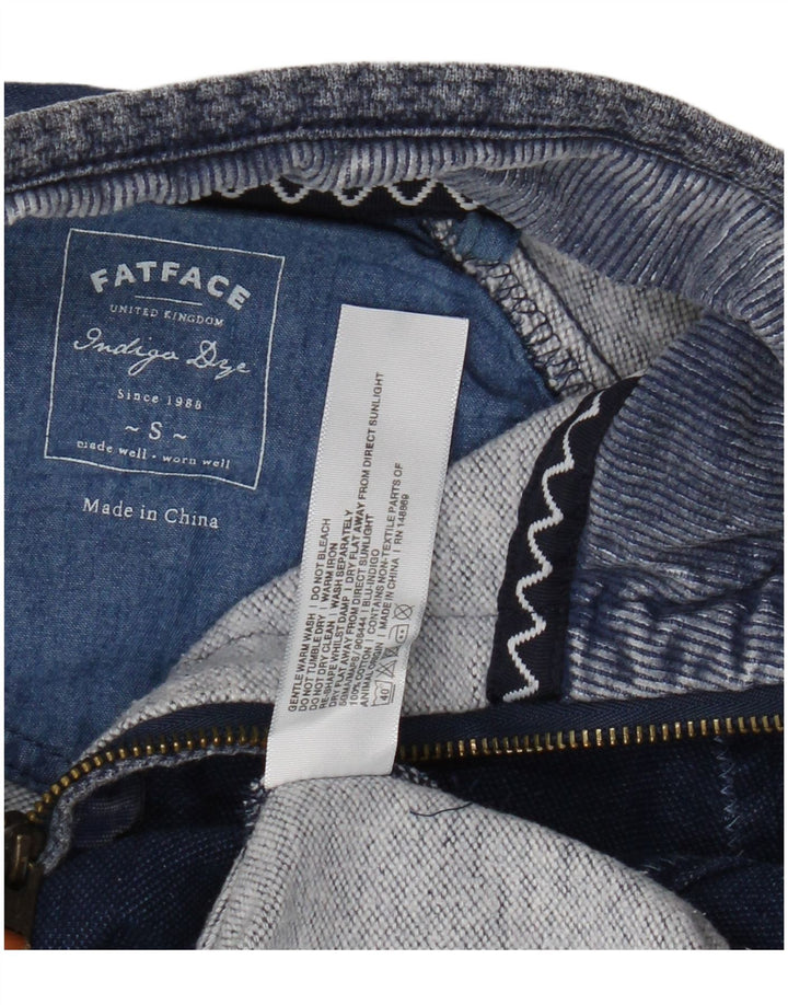 Felpa da uomo con collo con zip indaco Fat Face, maglione piccolo in cotone blu