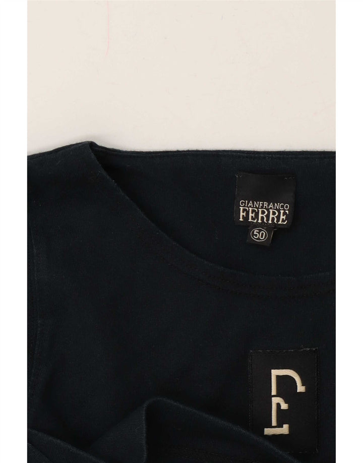 Gianfranco Ferre Top grafico da uomo manica lunga IT 50 medio blu navy
