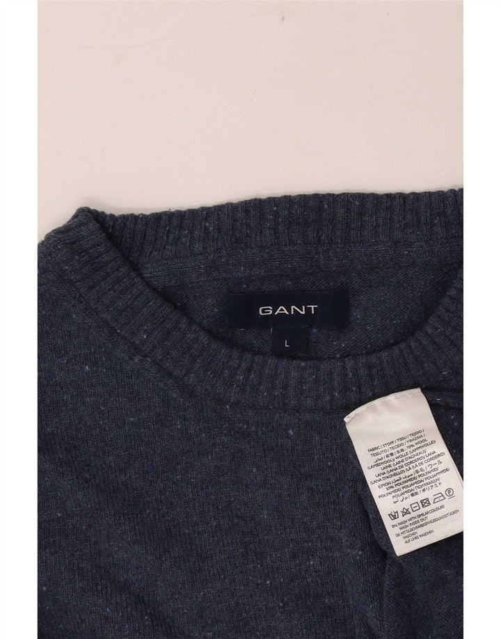 Gant Maglione da uomo girocollo maglione grande lana screziata blu