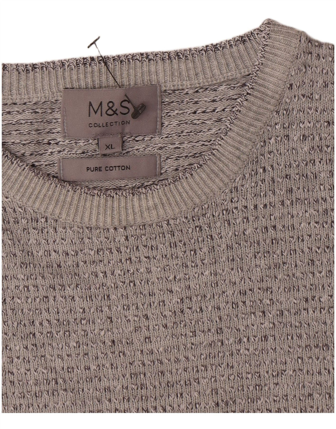 Maglione maglione girocollo da uomo Marks & Spencer XL cotone chiazzato grigio