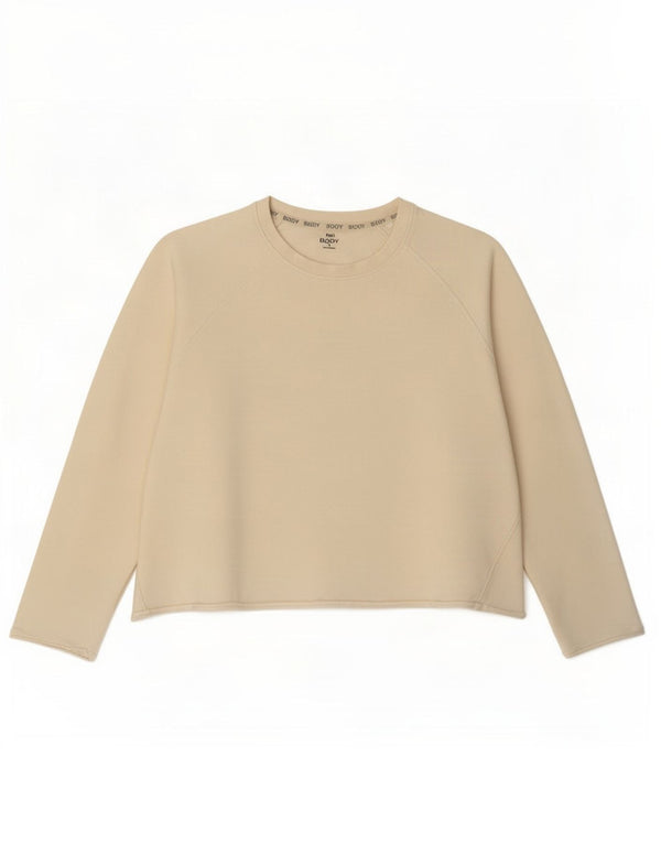 Marks & Spencer Womens Crop Blouse Top UK 20 2XL Beige Cotton