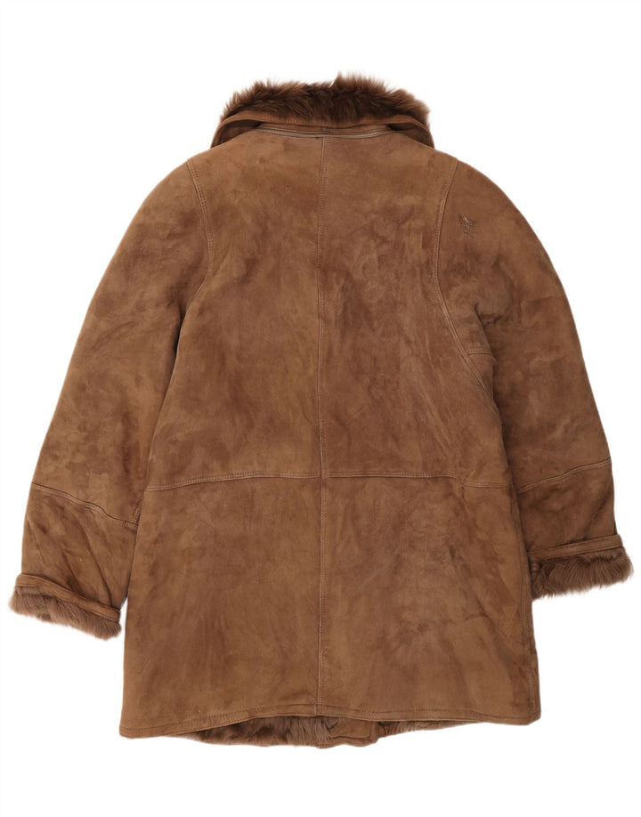 Giubbotto in shearling vintage da donna IT 46 grande marrone classico