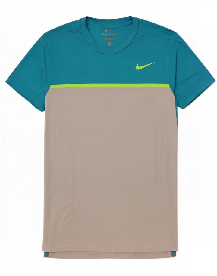 T-shirt Nike Dri Fit da uomo, piccola, in poliestere color block blu