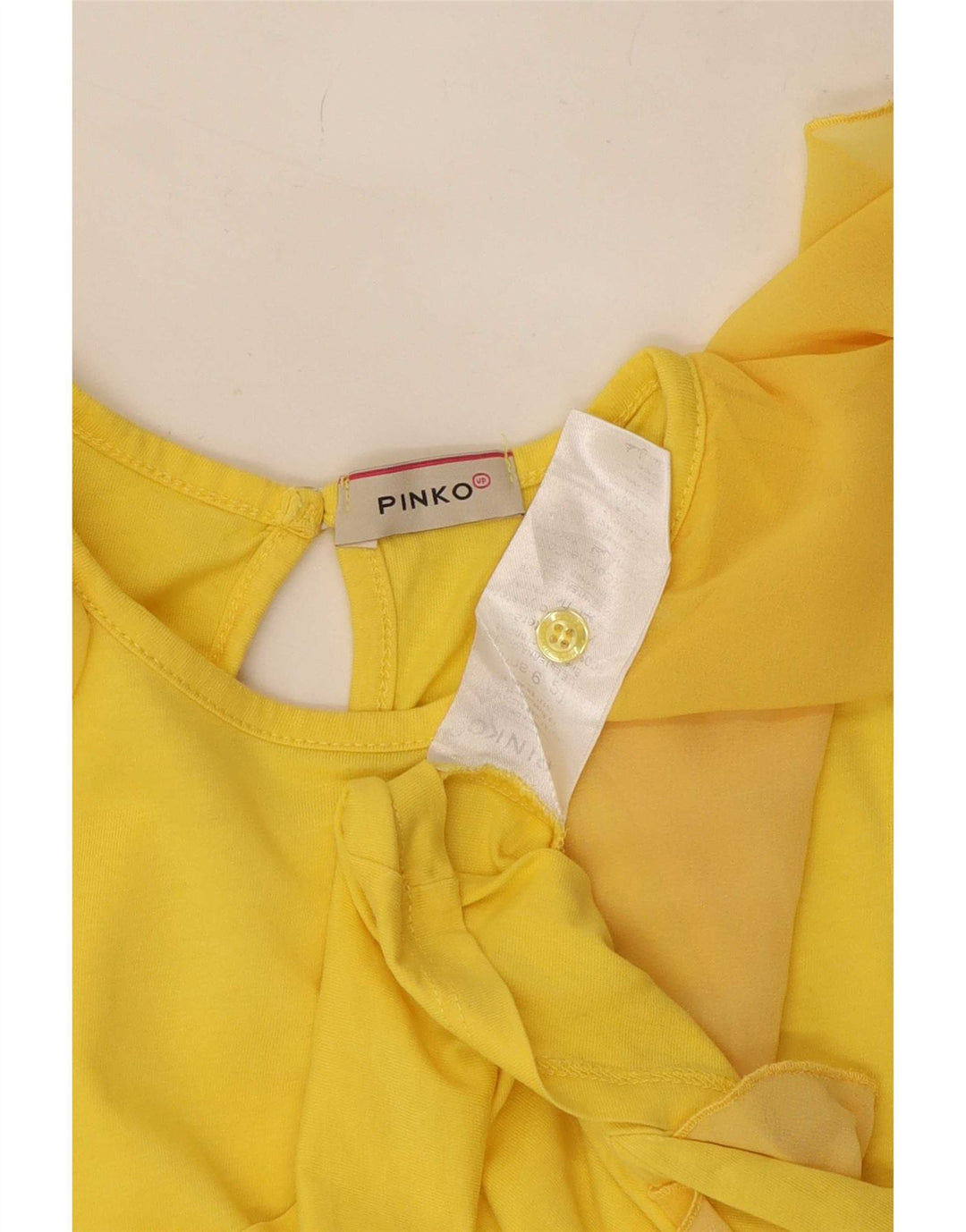 Top corto da donna Pinko in camicetta UK 8 piccolo poliestere giallo
