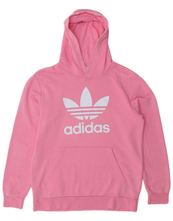 Felpa con cappuccio grafica Adidas da ragazzo 13-14 anni in cotone rosa