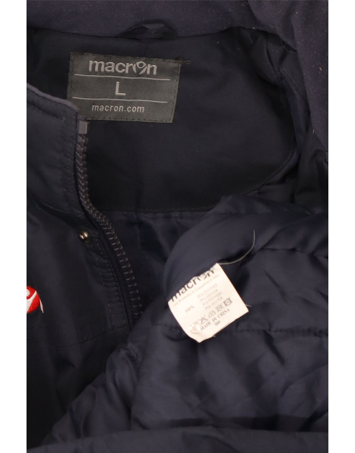 Giacca imbottita con cappuccio grafica da uomo Macron UK 40 Large in poliestere blu navy