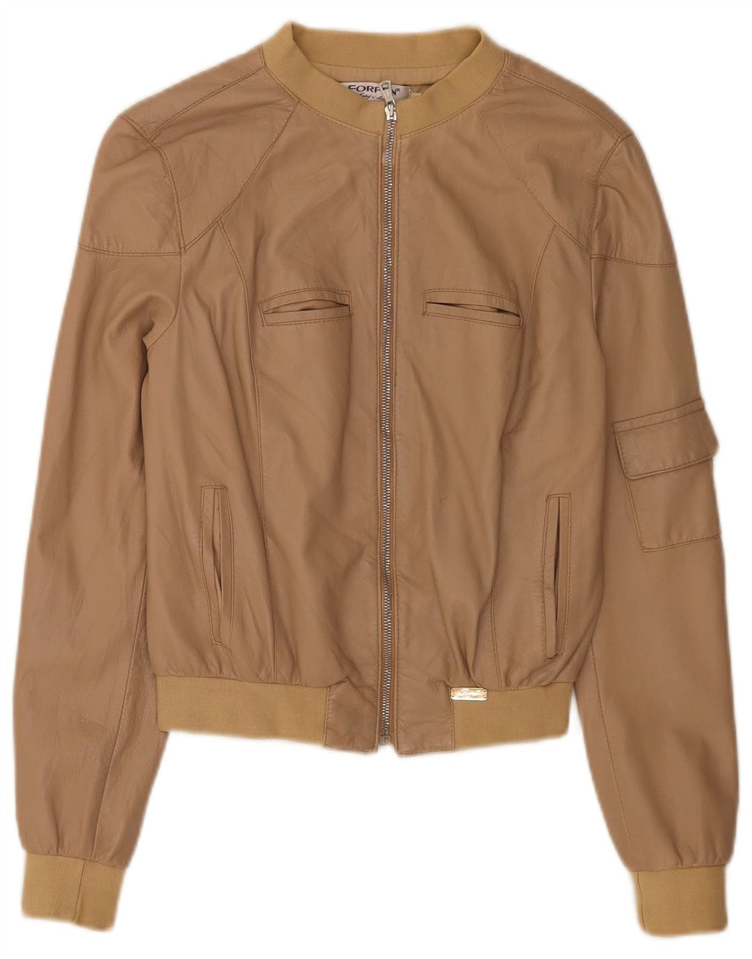 Giubbotto bomber in pelle corta da donna Forpen UK 10 piccolo beige