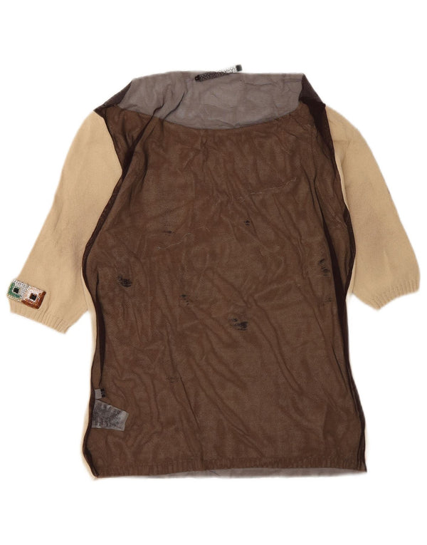 Top in camicetta trasparente da donna Liu Jo UK 12 Blocco colore beige medio