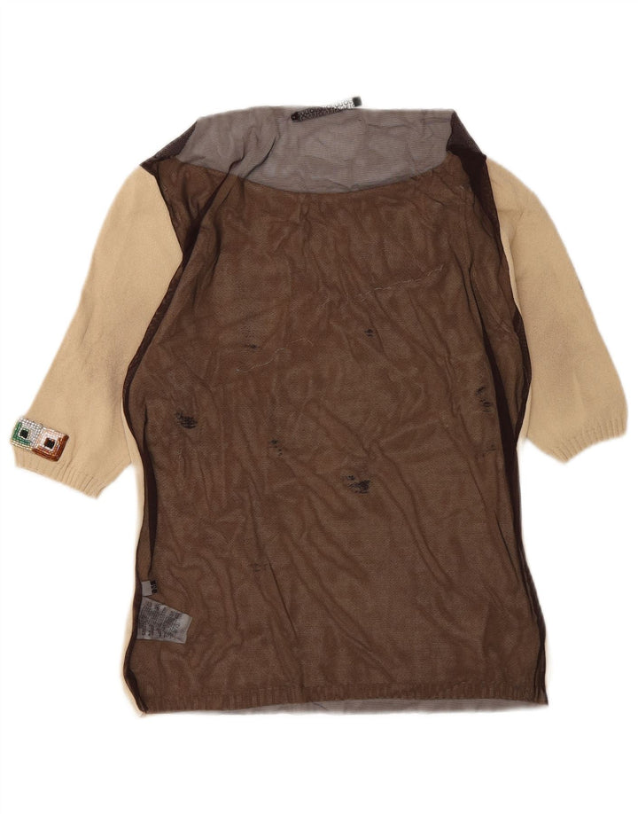 Top in camicetta trasparente da donna Liu Jo UK 12 Blocco colore beige medio