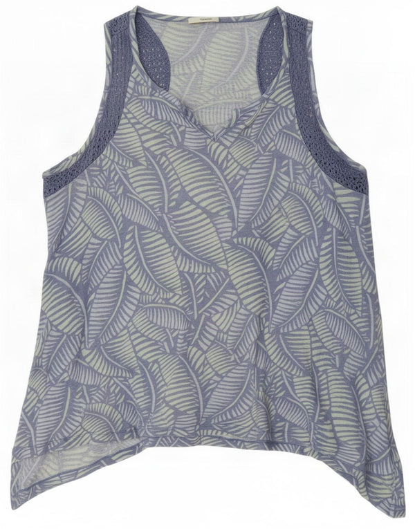 Top tunica asimmetrica da donna Fat Face UK 16 Grande lino floreale blu