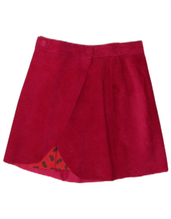 Gonna vintage in pelle scamosciata da donna W24 XS Rosa