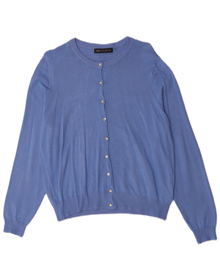 Maglione cardigan da donna Marks & Spencer UK 16 grande viscosa blu