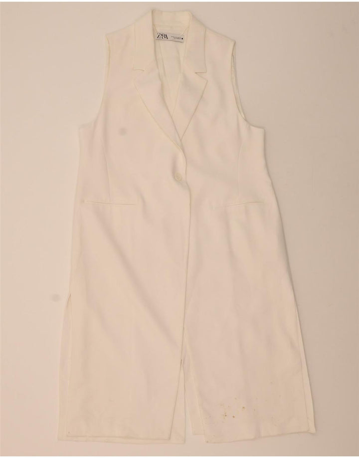 Soprabito senza maniche da donna ZARA UK 20 2XL poliestere bianco