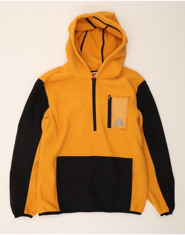 Maglione in pile da uomo Kappa con cappuccio e zip, XL, in poliestere color block giallo