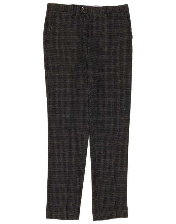 Pantaloni da abito slim da uomo Penguin W30 L32 Poliestere a quadri grigi