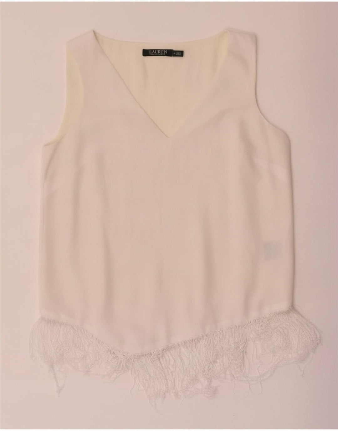Camicetta senza maniche da donna Ralph Lauren Top US 6 Poliestere bianco medio