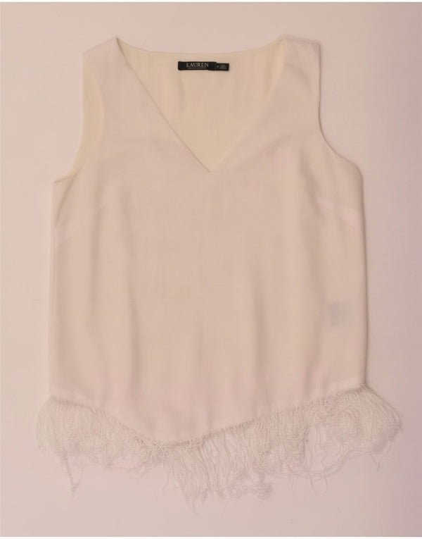 Camicetta senza maniche da donna Ralph Lauren Top US 6 Poliestere bianco medio