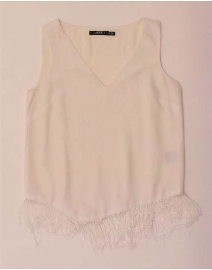 Camicetta senza maniche da donna Ralph Lauren Top US 6 Poliestere bianco medio