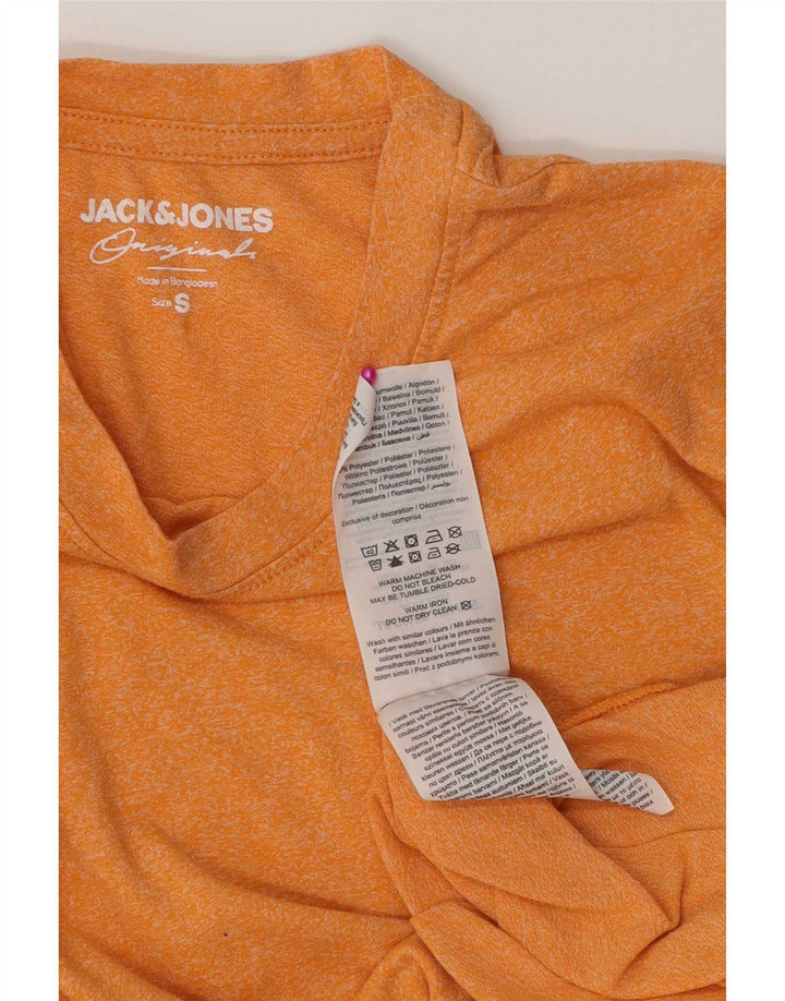 Jack & Jones T-shirt da uomo Top Small in cotone chiazzato arancione