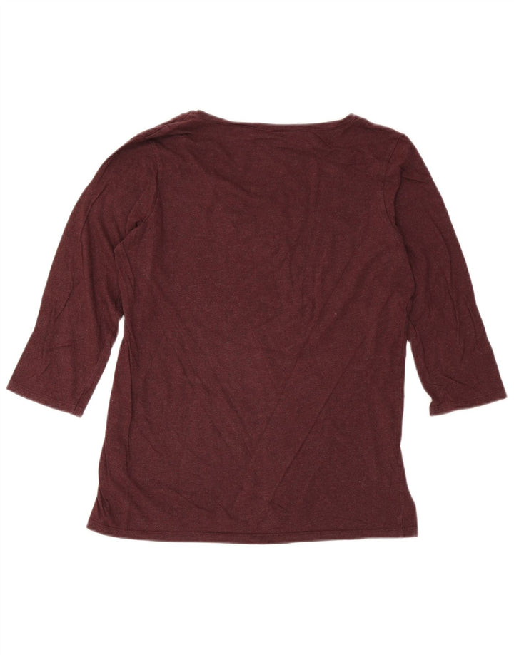 Top da donna Fat Face manica 3/4 UK 14 cotone bordeaux medio