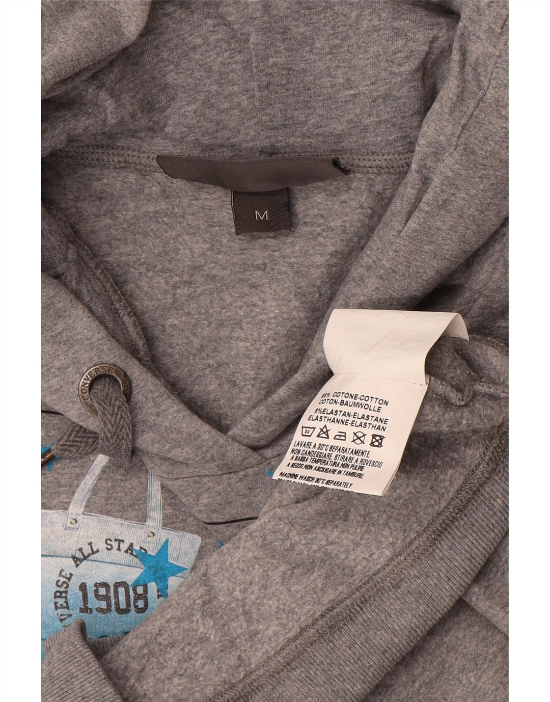 Maglione con cappuccio grafico da donna Converse UK 12 Cotone grigio medio