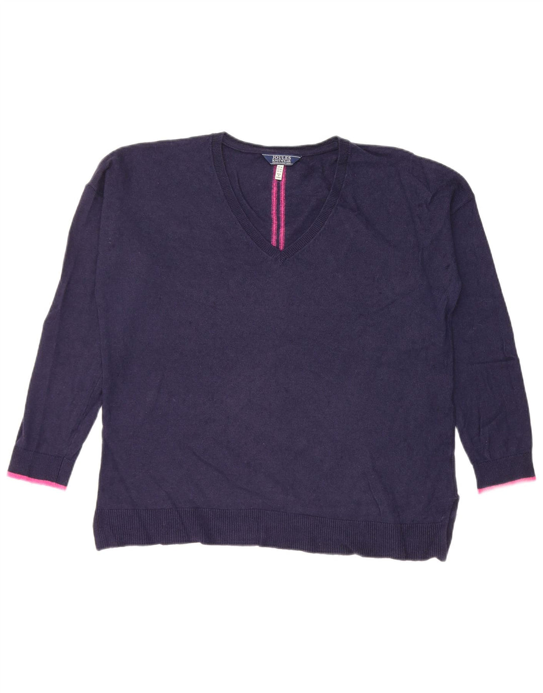Joules Maglione da donna con scollo a V UK 14 Viscosa medio blu navy