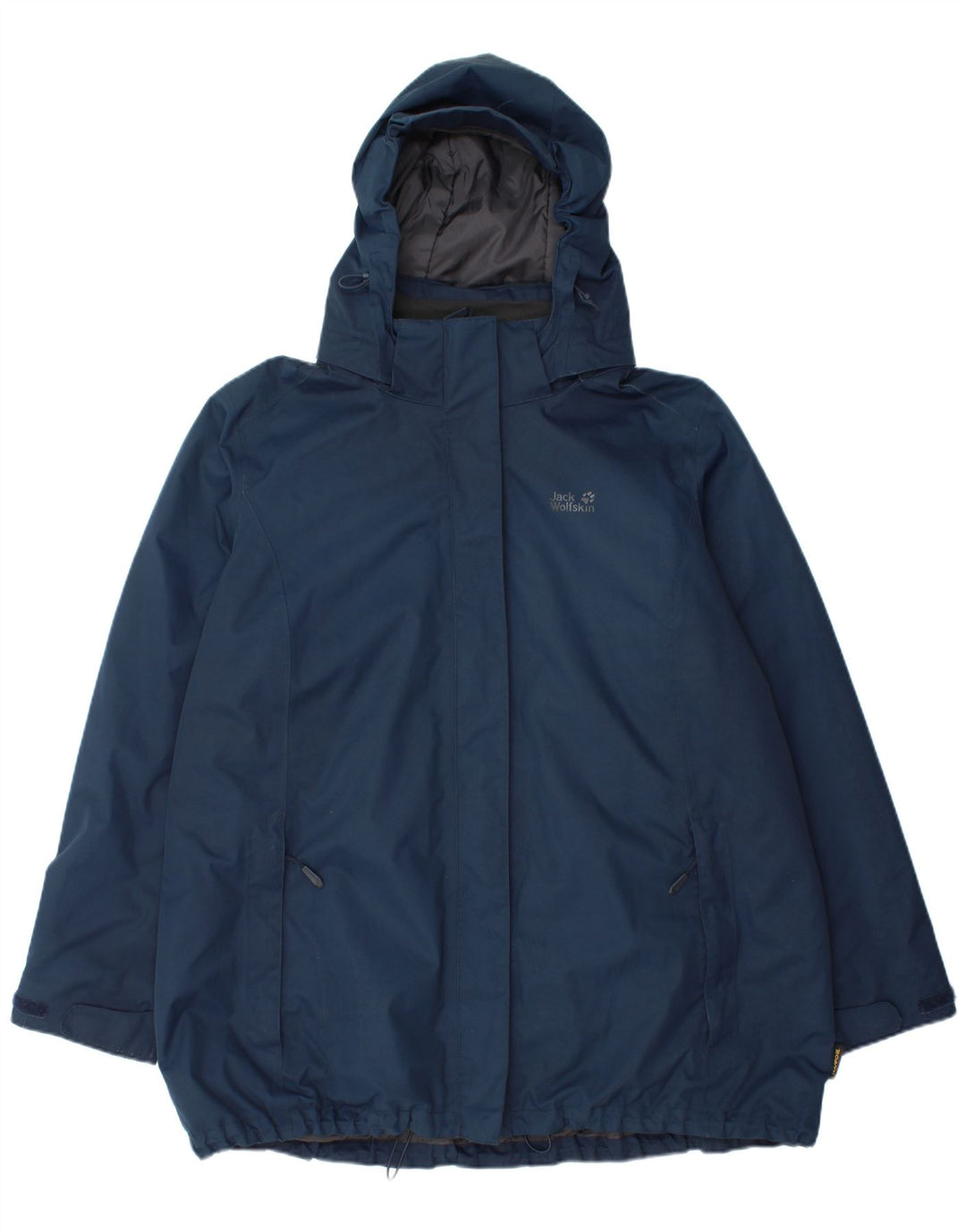 JACK WOLFSKIN Giacca a vento con cappuccio da donna UK 24 4XL Blu navy