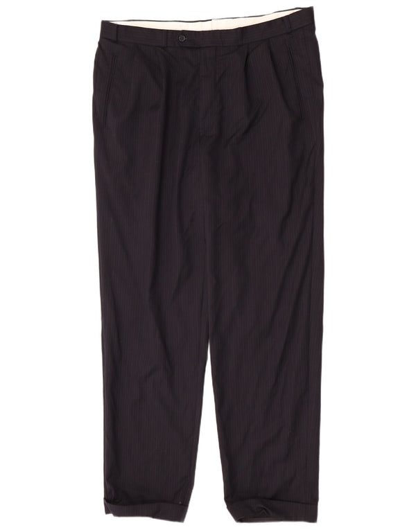 Pantaloni da abito da uomo Yves Saint Laurent EU 54 2XL W38 L34 Gessato blu navy