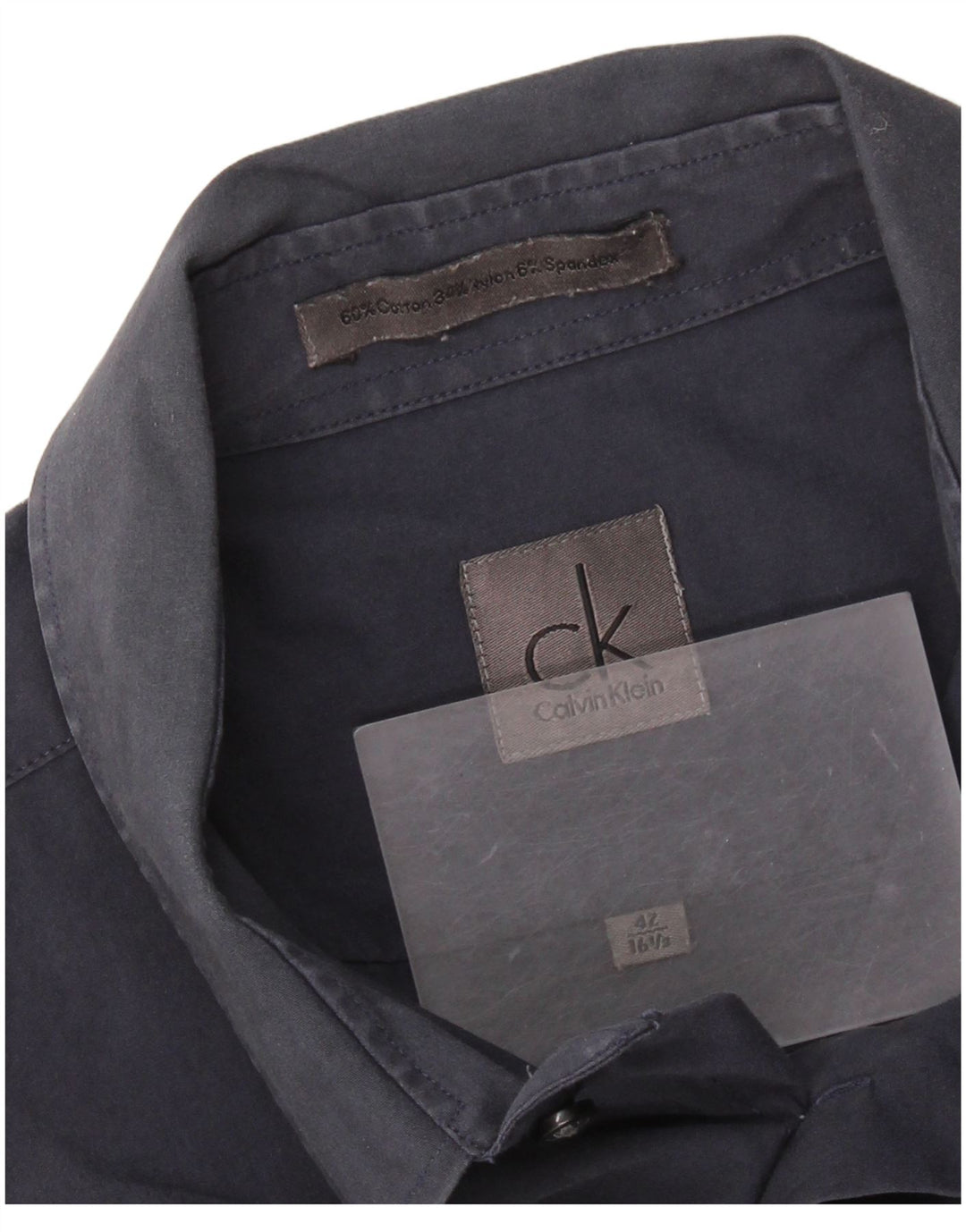 CALVIN KLEIN Camicia da uomo Taglia 42 16 1/2 Large Cotone blu navy