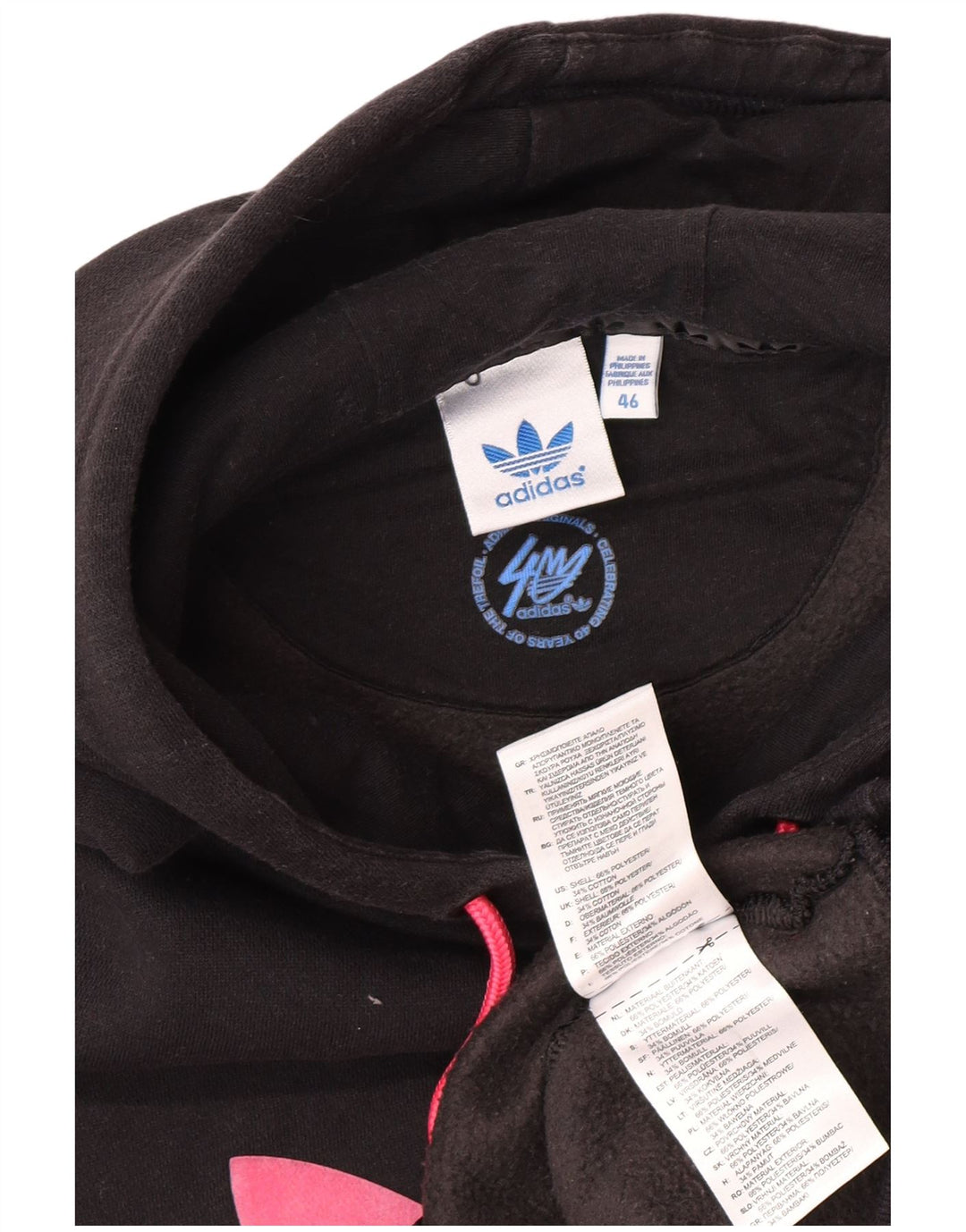 Felpa con cappuccio grafica da donna Adidas IT 46 Large Nero Poliestere