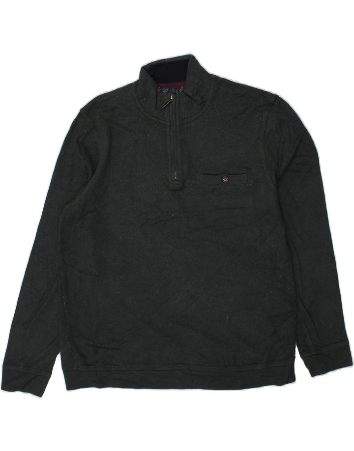 TED BAKER Mens Zip Neck Sweatshirt Jumper Size 3 Medium Green Viscose Vintage Ted Baker and Second-Hand Ted Baker from Messina Hembry 