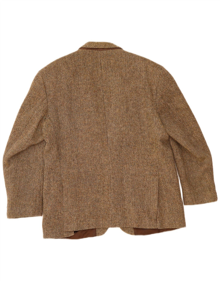 Giacca blazer da uomo a 2 bottoni Harris Tweed UK 40 grande lana marrone