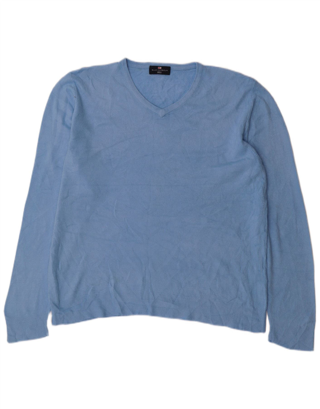 Marks & Spencer Maglione da uomo con scollo a V blu Harbour grande acrilico