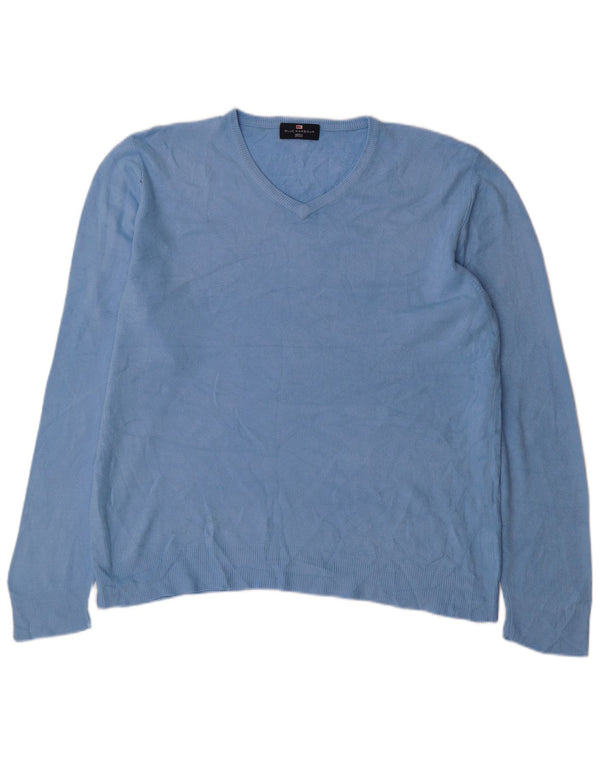Marks & Spencer Maglione da uomo con scollo a V blu Harbour grande acrilico