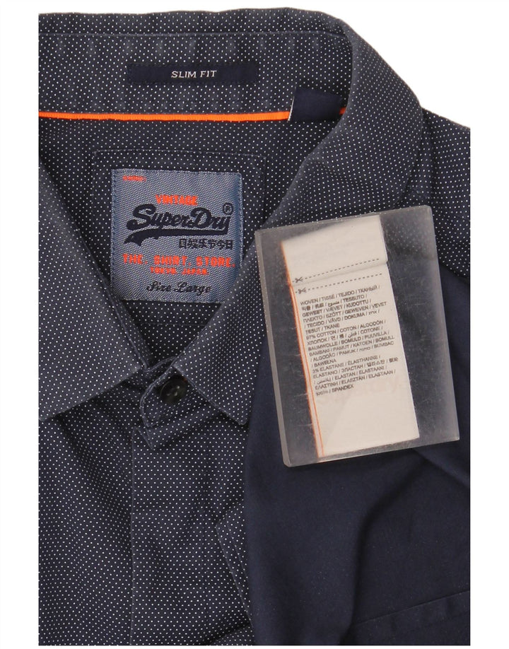 Camicia da uomo slim fit Superdry grande in cotone maculato blu navy