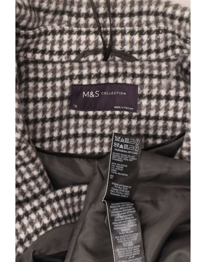 Cappotto doppiopetto da donna Marks & Spencer UK 18 XL grigio pied de poule
