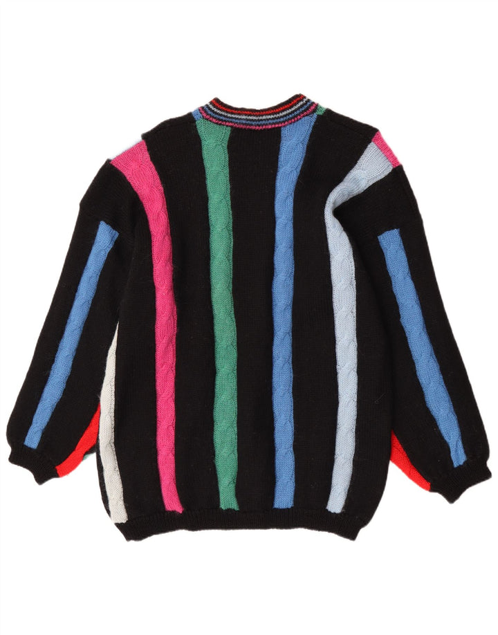 Maglione maglione girocollo da donna vintage UK 16 grande multicolore