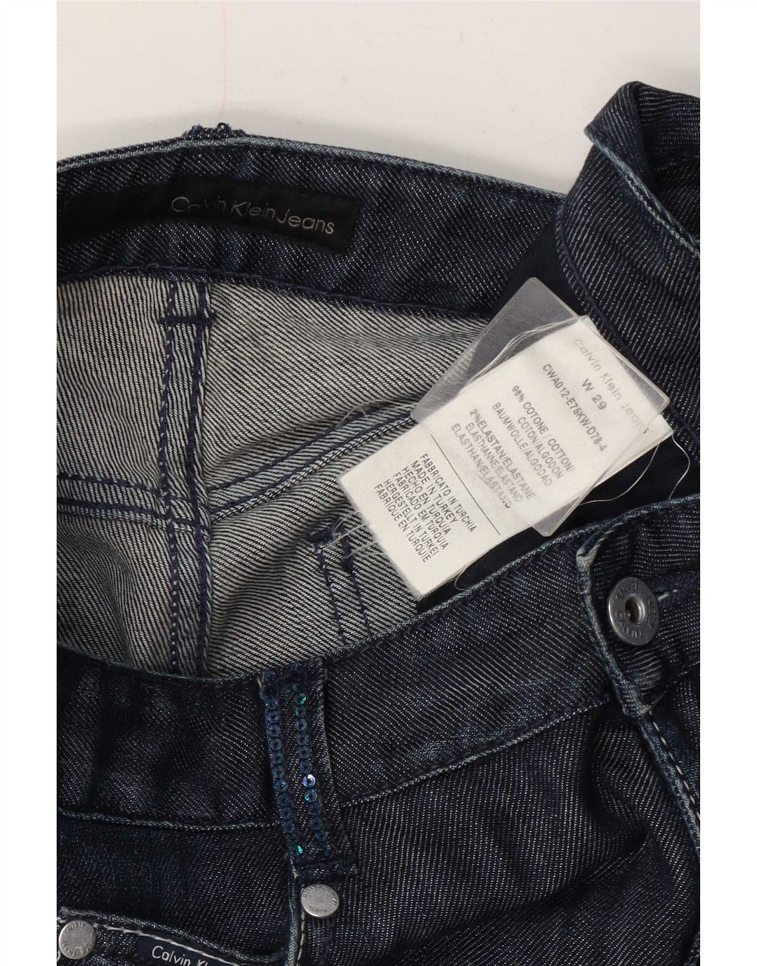 Jeans cropped da donna Calvin Klein W29 L24 cotone blu navy