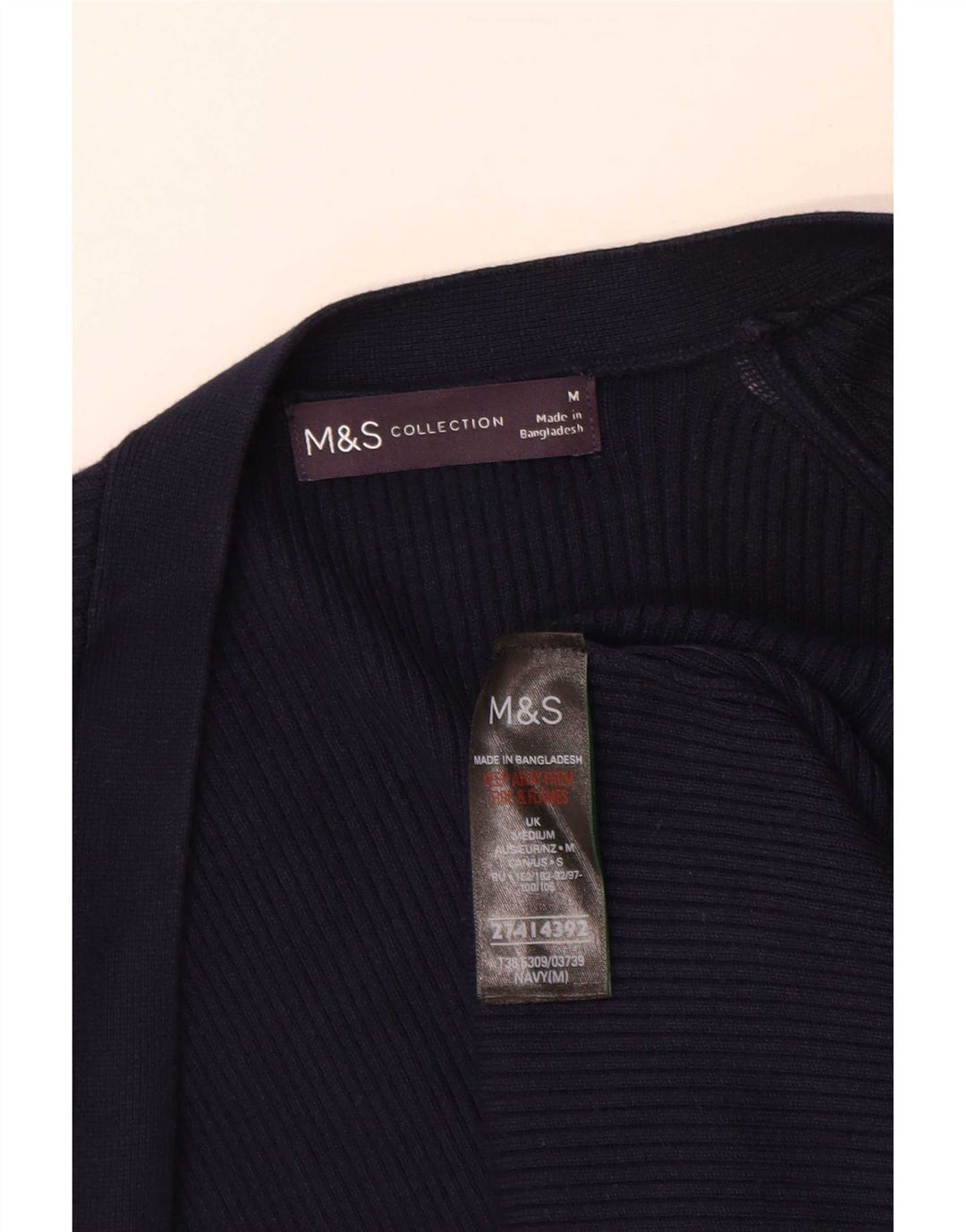 Maglione cardigan lungo da donna Marks & Spencer UK 14 medio blu navy