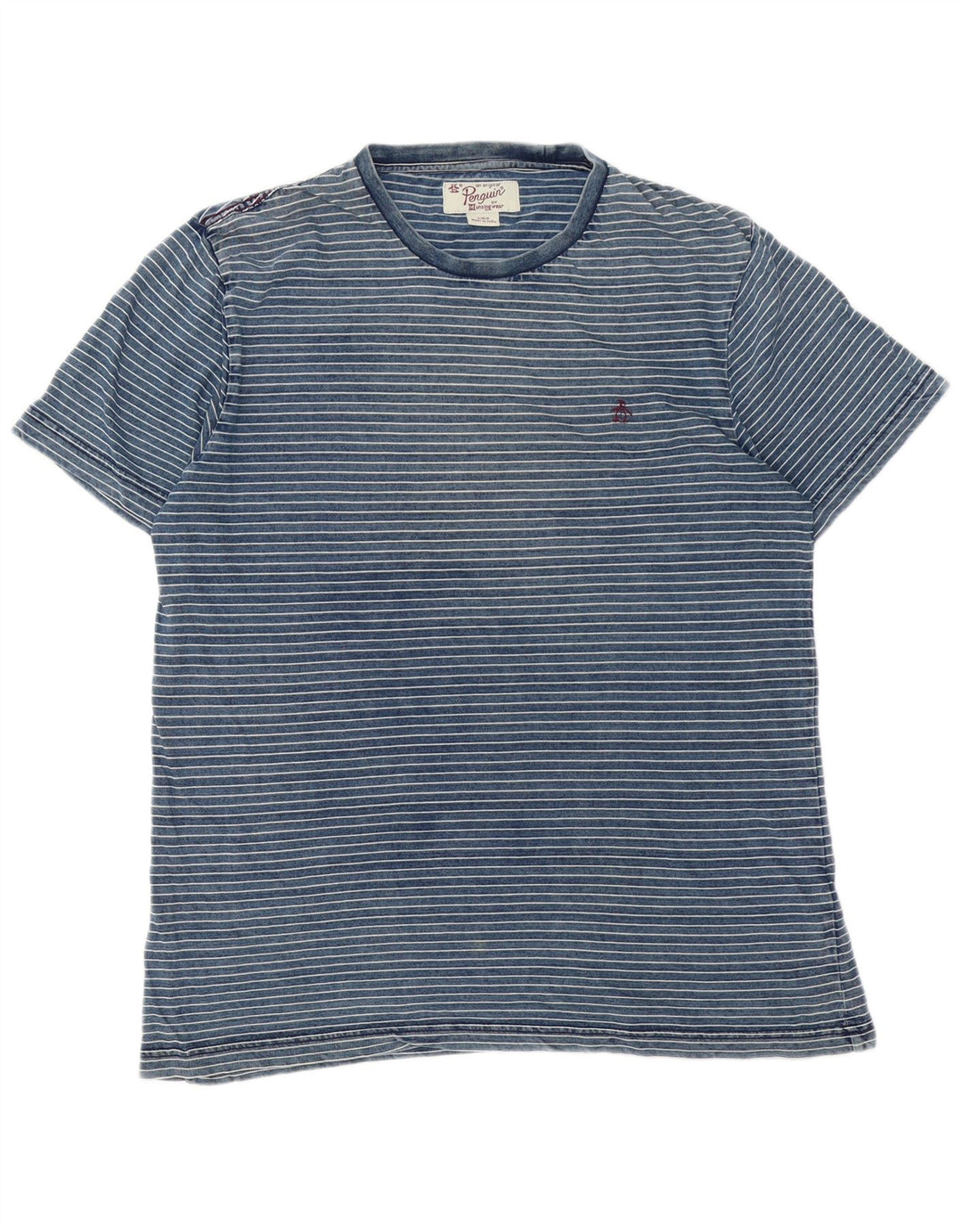 T-shirt da uomo Pinguino Top grande in cotone a righe blu