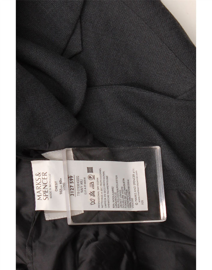 Giacca blazer a 2 bottoni da uomo Marks & Spencer UK 40 grande lana blu navy