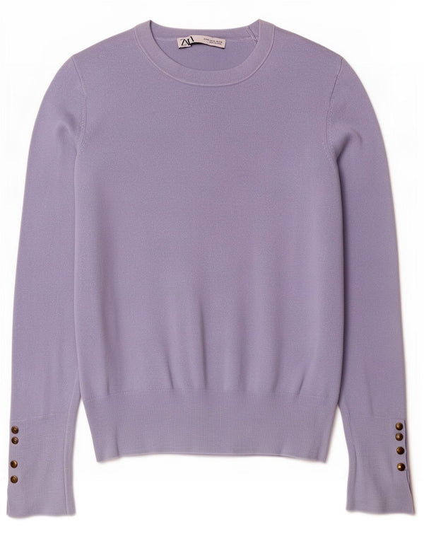 Zara Womens Boat Neck Jumper Sweater UK 14 Medium Purple Viscose